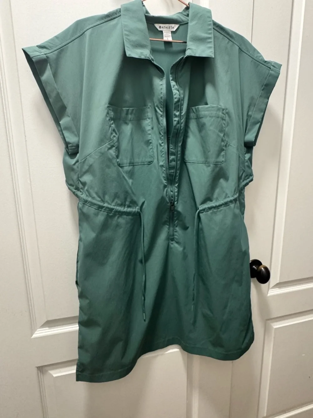 Athleta Seafoam Green Zip-Front Tunic Dress - Picture 1 of 3